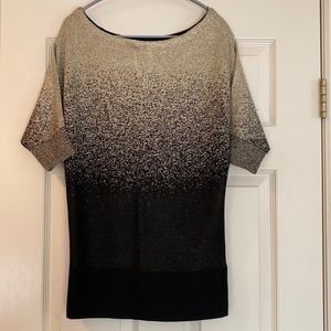 WHBM Gold and Black Shimmer Ombré Short Sleeved Sweater